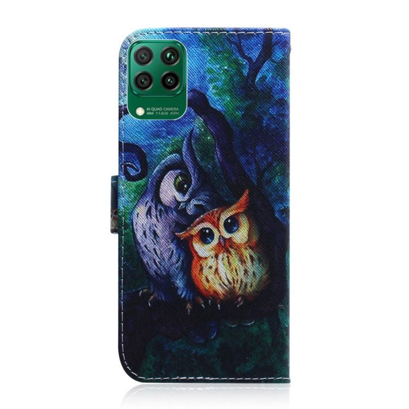 Flipové Pouzdro Na Huawei P40 Lite Malování Sov