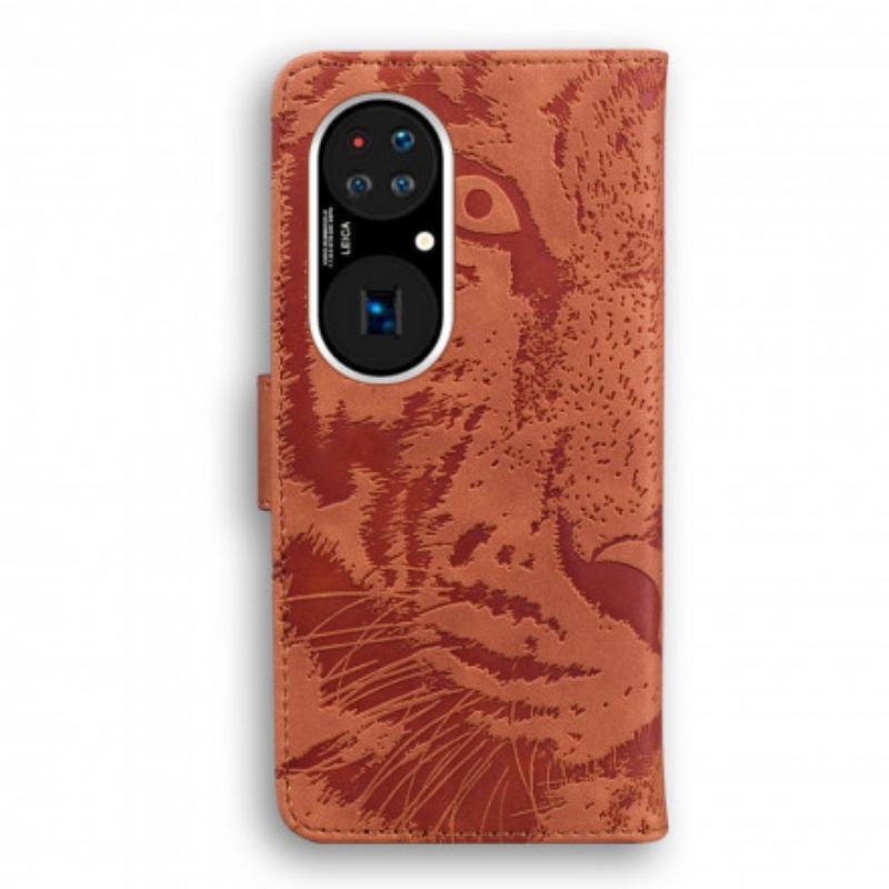 Flipové Pouzdro Na Huawei P50 Pro Tisk Obličeje Tygra