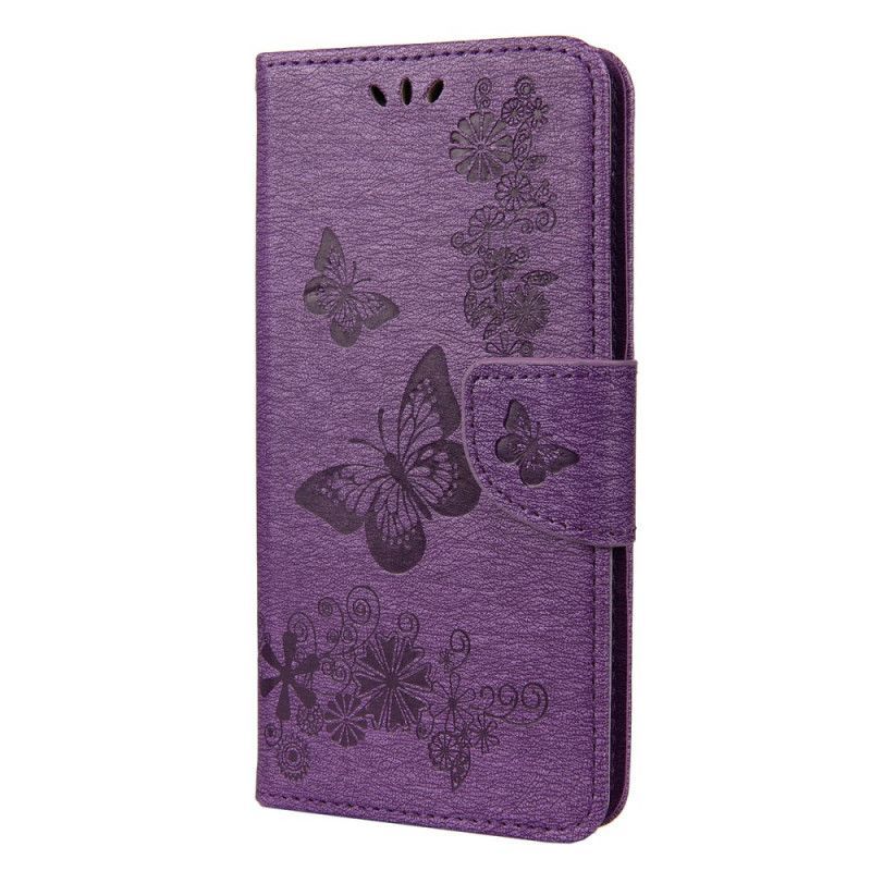Flipové Pouzdro Na Huawei Y6p Pouze Motýli S Popruhem