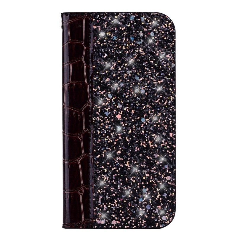 Kožené Pouzdro Folio Huawei Mate 20 Pro Efekt Krokodýlí Kůže A Flitry