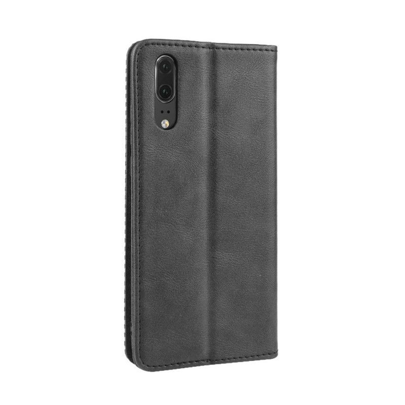 Kožené Pouzdro Folio Huawei P20 Stylizovaný Vintage Kožený Efekt