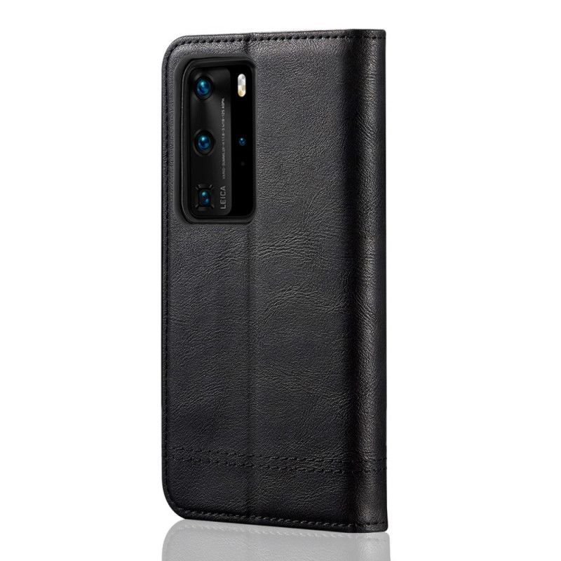 Kožené Pouzdro Folio Huawei P40 Pro Plus Prošívání S Koženým Efektem