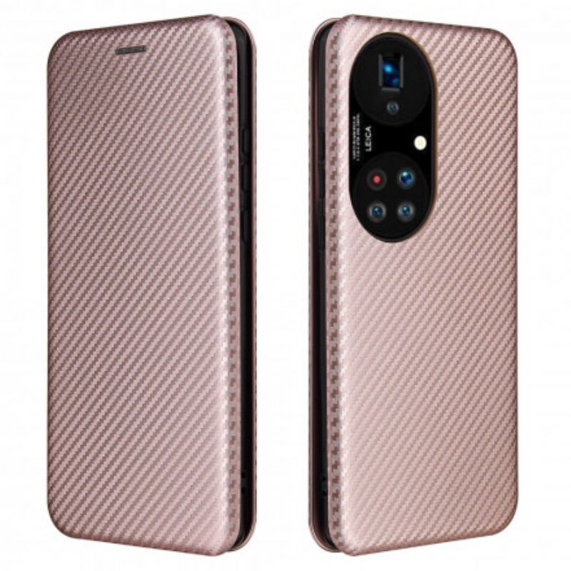 Kožené Pouzdro Folio Huawei P50 Pro Uhlíkové Vlákno