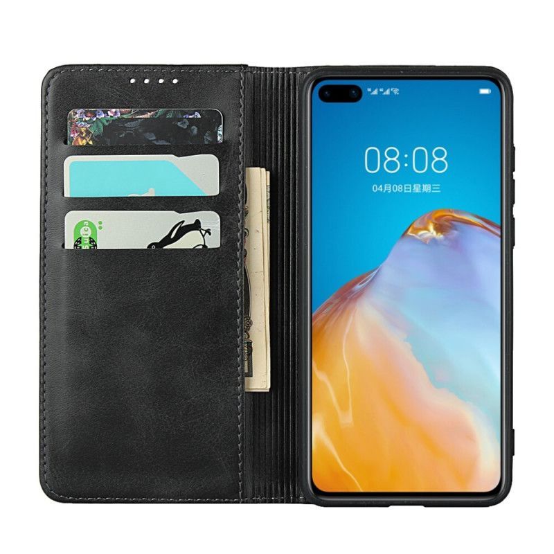 Kožené Pouzdro Folio Na Huawei P40 Prémiové Prošívání Z Umělé Kůže