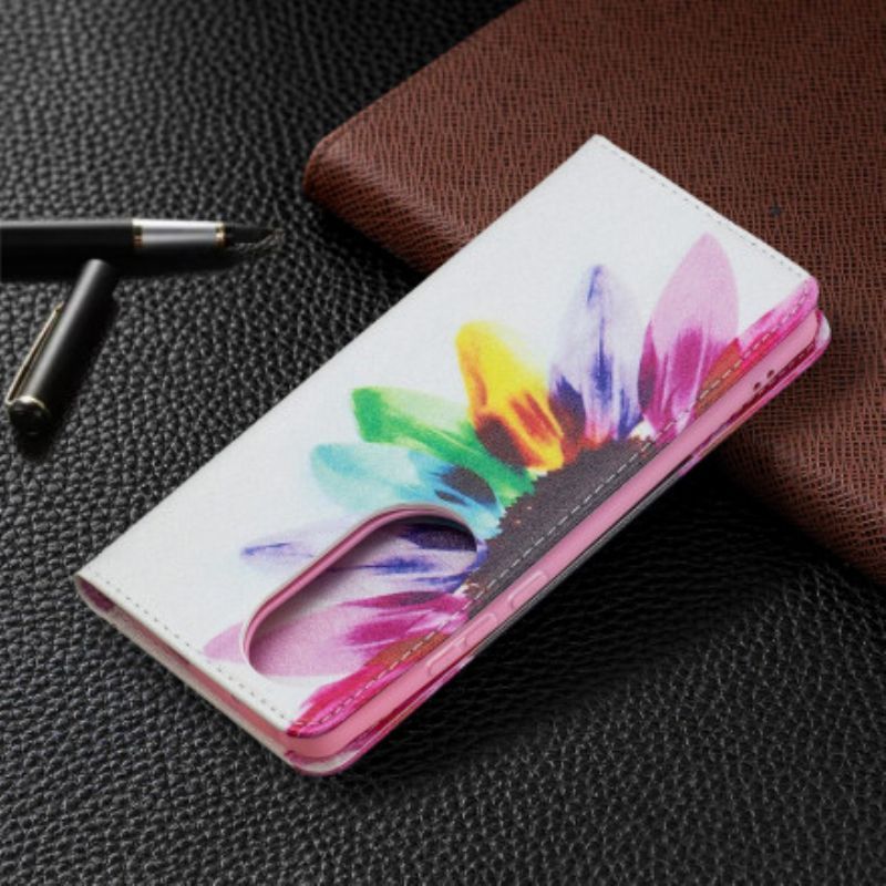 Kožené Pouzdro Folio Na Huawei P50 Pro Akvarelová Květina