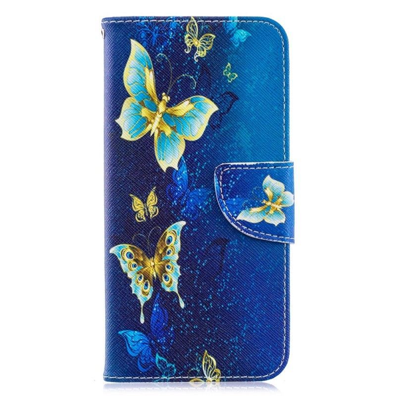Kožené Pouzdro Huawei Y6 2019 Motýli V Noci
