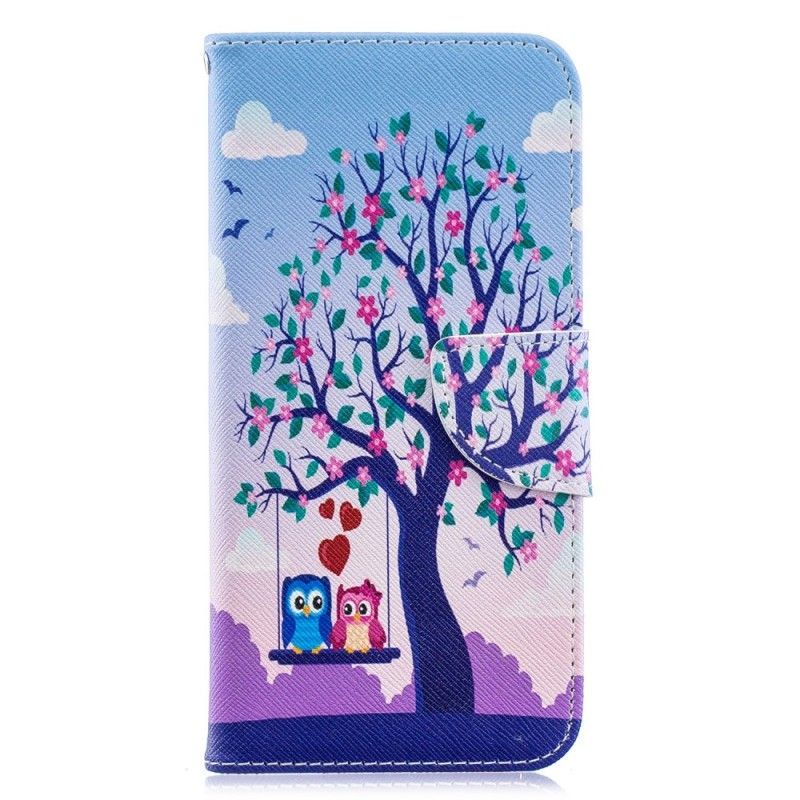 Kožené Pouzdro Huawei Y6 2019 Sovy Na Houpačce