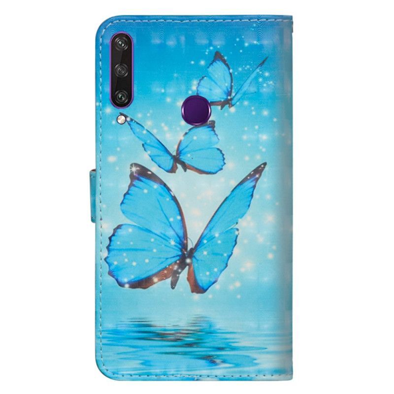 Kožené Pouzdro Huawei Y6p Létající Modří Motýli