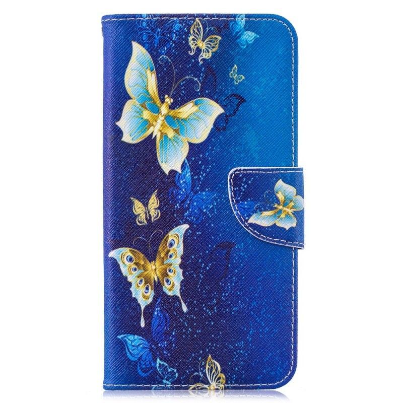 Kožené Pouzdro Huawei Y7 2019 Motýli V Noci