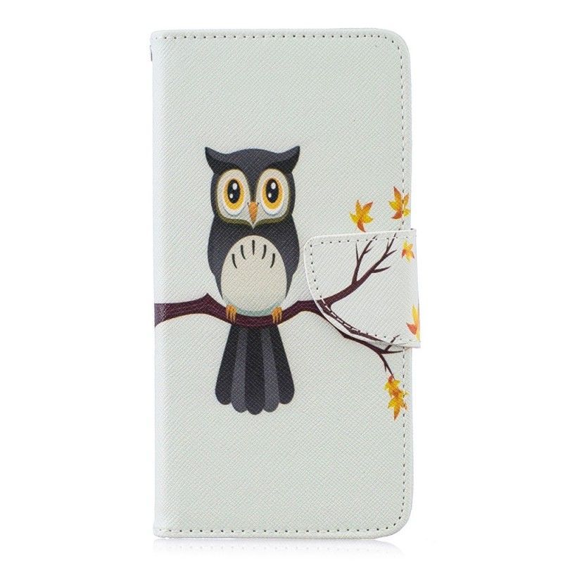Kožené Pouzdro Na Huawei P30 Sova Seděla Na Větvi