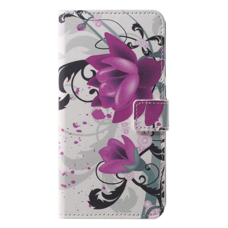 Kožený Kryt Huawei P20 Pro Tropické Květiny