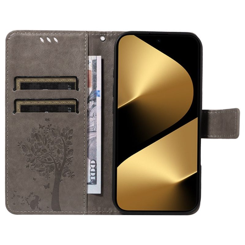 Kožený Kryt Huawei Pura 80 Ultra Kočka A Strom