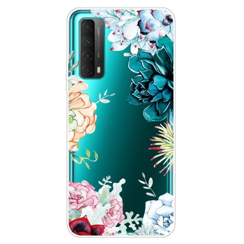 Kryt Huawei P Smart 2021 Průhledné Akvarelové Květiny