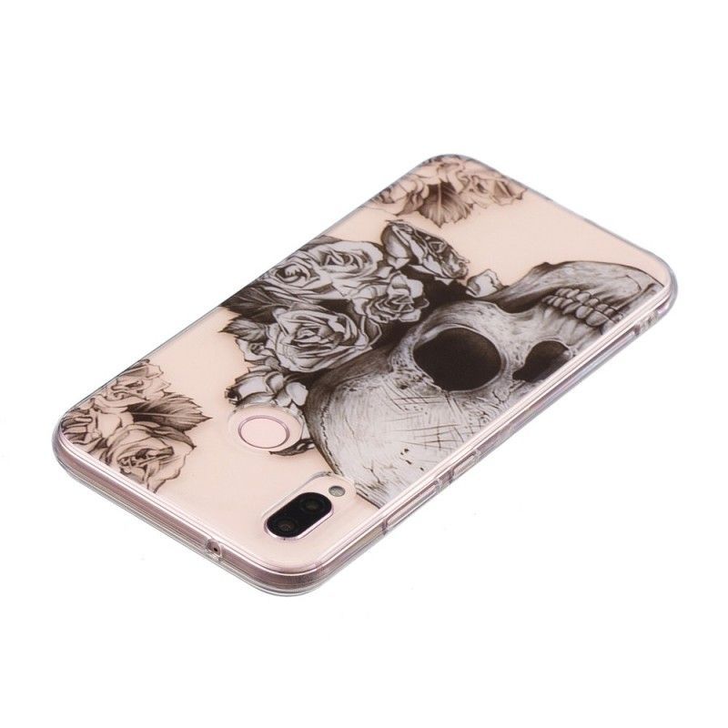 Kryt Huawei P20 Lite Transparentní Květinová Lebka