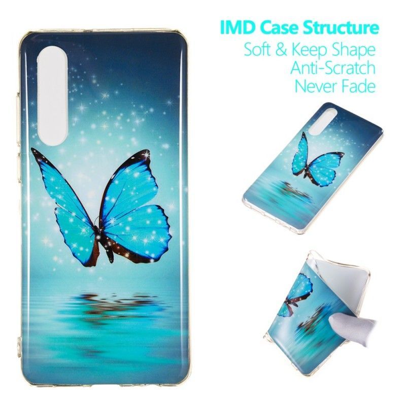 Kryt Huawei P30 Fluorescenční Modrý Motýl