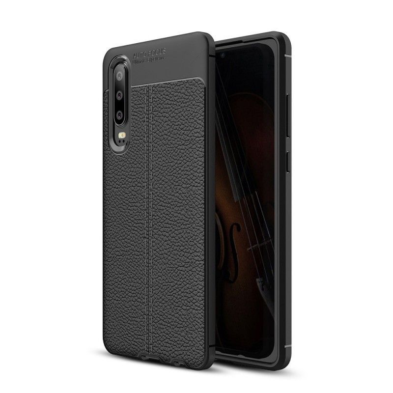 Kryt Huawei P30 Litchi S Dvojitým Koženým Efektem