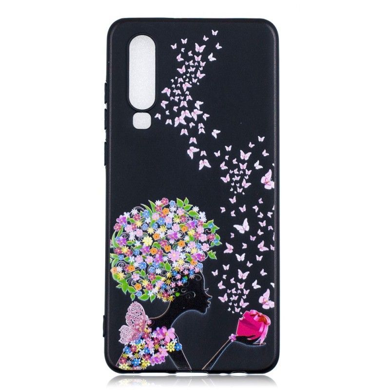 Kryt Huawei P30 Žena S Květinou