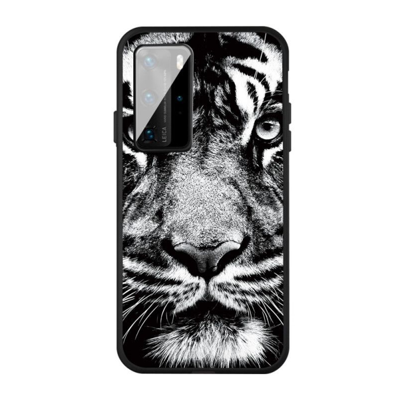 Kryt Huawei P40 Černý A Bílý Tygr