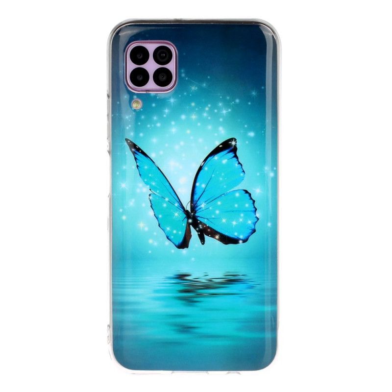 Kryt Huawei P40 Lite Fluorescenční Modrý Motýl