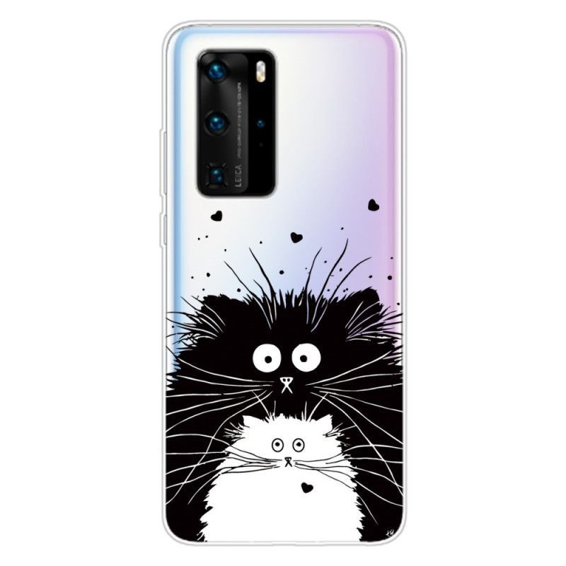 Kryt Huawei P40 Pro Průhledné Překvapené Kočky