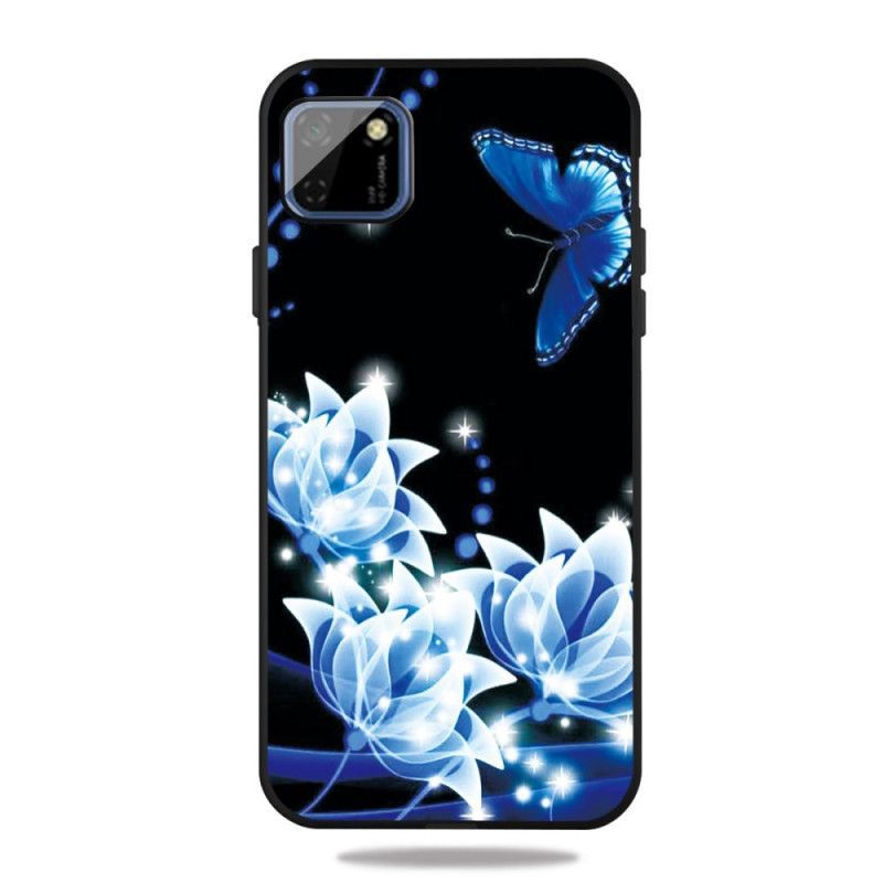 Kryt Huawei Y5p Modrý Motýl A Květiny