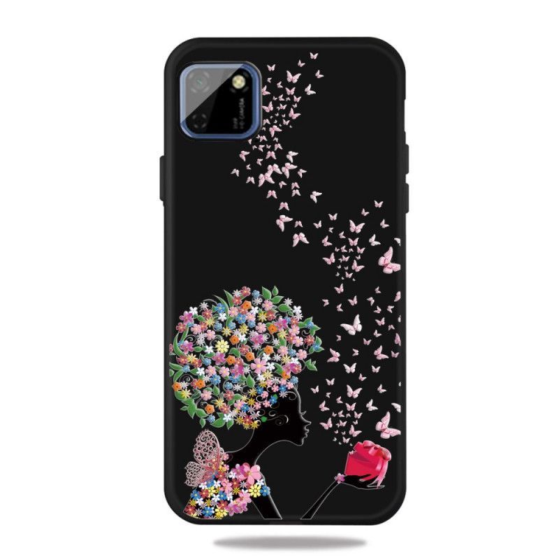 Kryt Huawei Y5p Žena S Květinou
