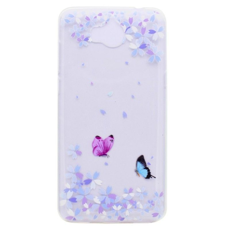 Kryt Huawei Y6 2017 Průhlední Motýli A Květiny