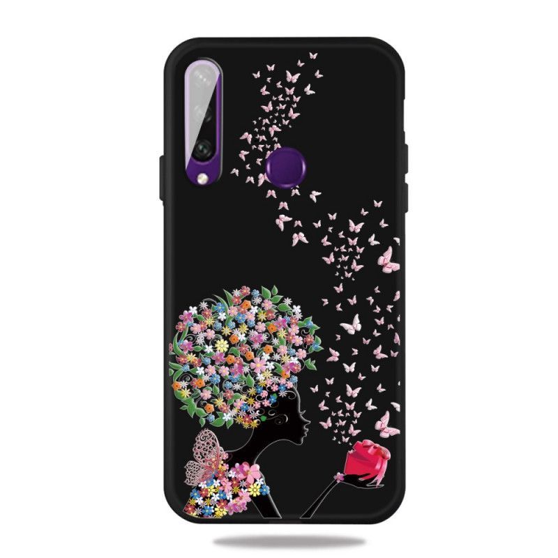 Kryt Huawei Y6p Žena S Květinou