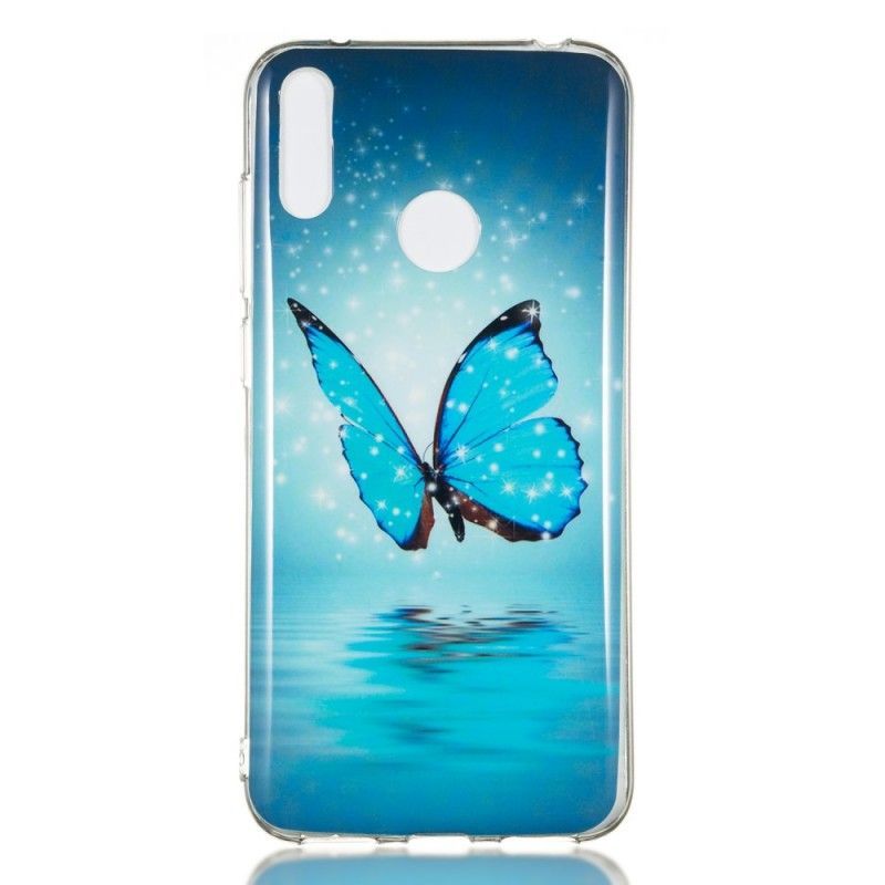 Kryt Huawei Y7 2019 Fluorescenční Modrý Motýl