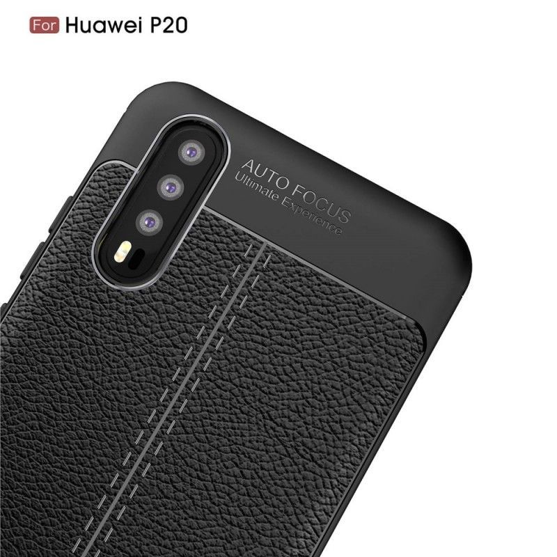 Kryt Na Huawei P20 Litchi S Dvojitým Koženým Efektem