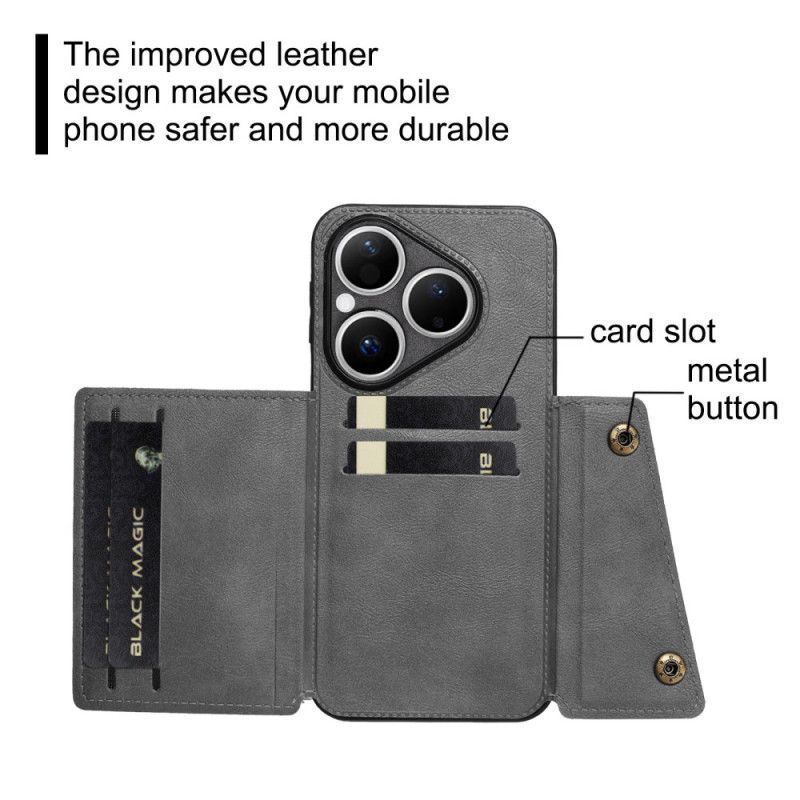 Kryt Na Huawei Pura 80 Kožený Efekt Pouzdro Na Karty