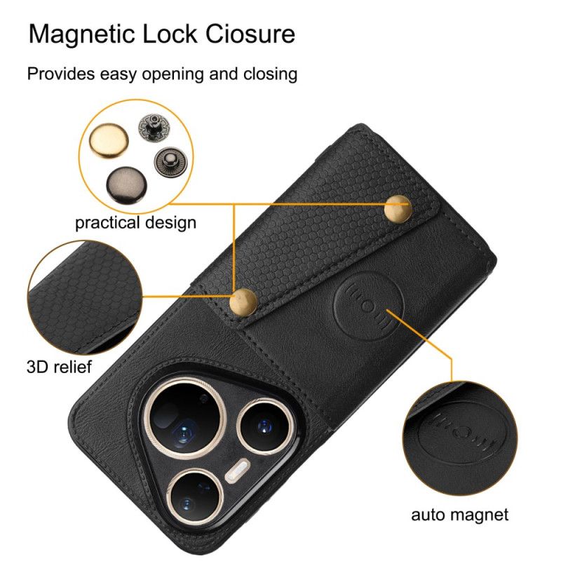 Kryt Na Huawei Pura 80 Ultra Pouzdro Na Karty S Koženým Efektem