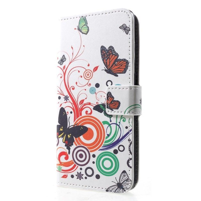 Peněženková Pouzdra Huawei P30 Motýli A Květiny