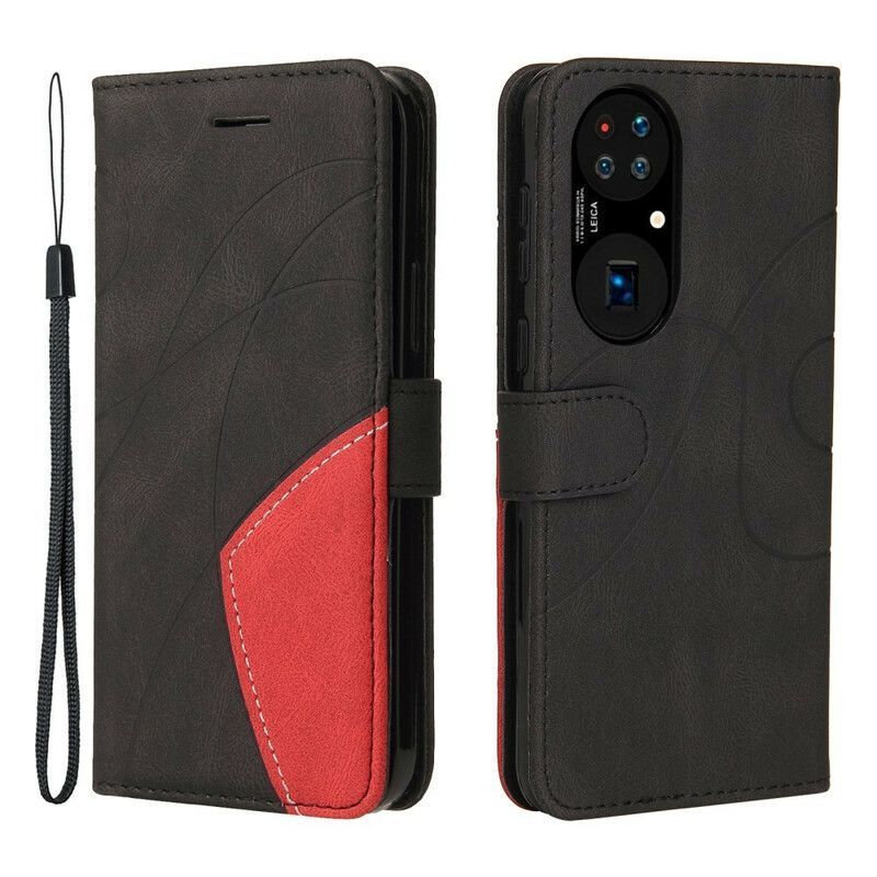 Peněženková Pouzdra Huawei P50 Podpisová Dvoubarevná Umělá Kůže