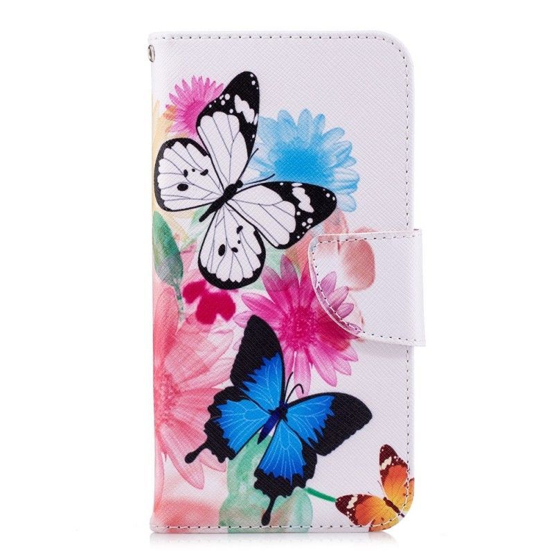 Peněženková Pouzdra Na Huawei P20 Lite Malovaní Motýli A Květiny
