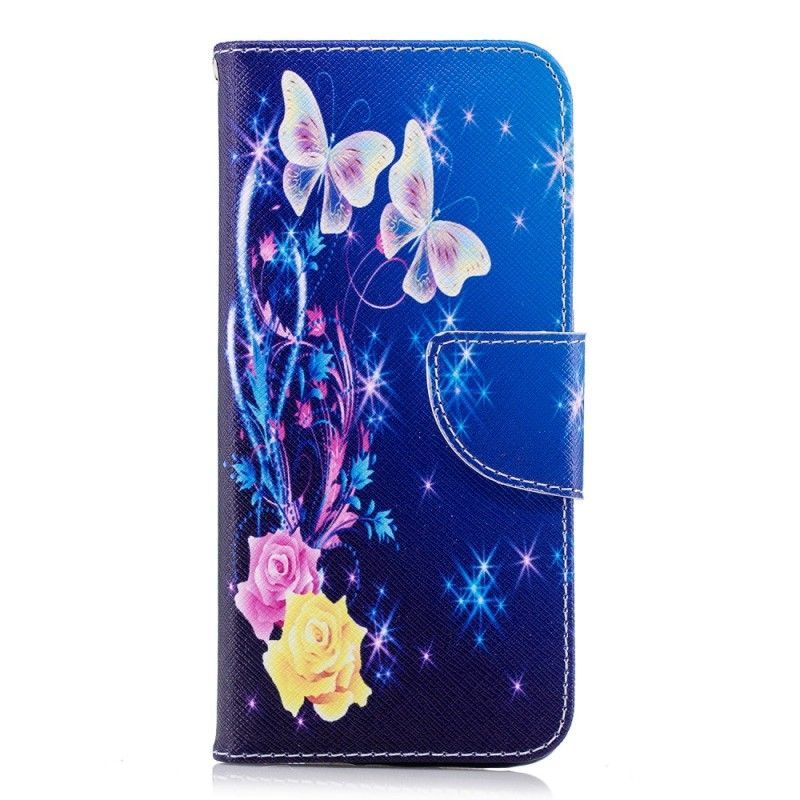 Peněženková Pouzdra Na Huawei P20 Motýli V Noci