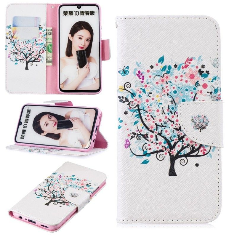 Pocta 10 Lite Cover / Flipové Pouzdro Huawei P Smart 2019 Květovaný Strom