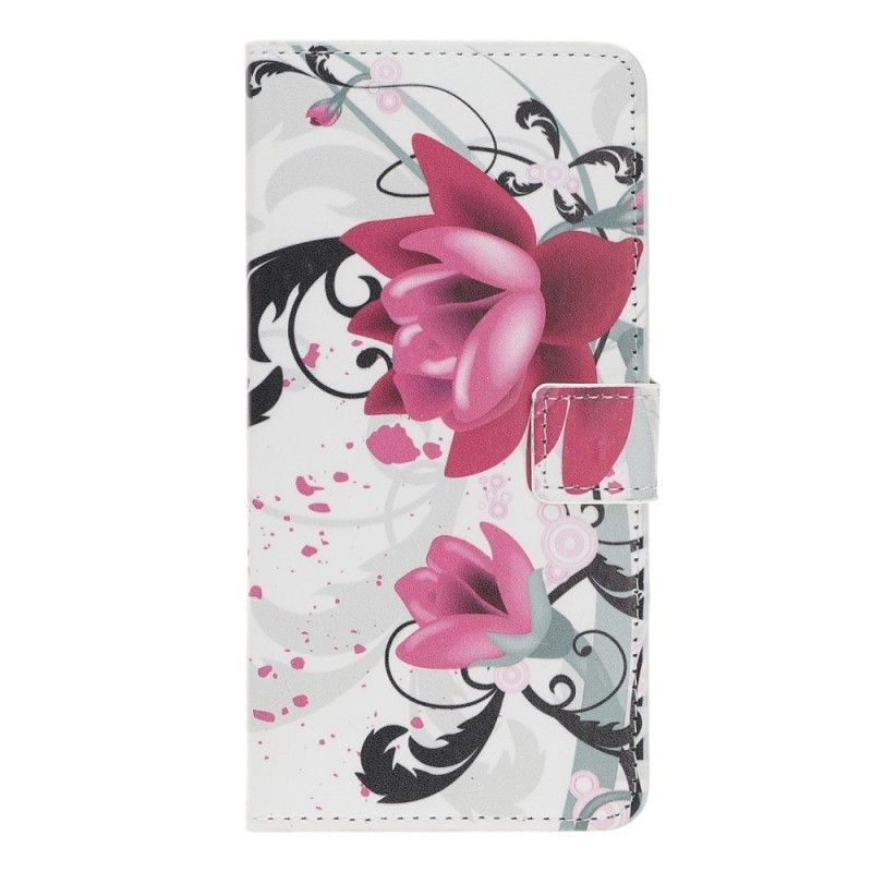 Pocta Titulu 20 / Kožené Pouzdro Huawei Nova 5t Tropické Květiny