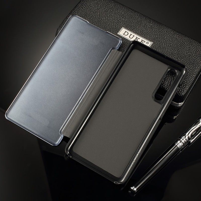 Pohledový Kryt Kryt Huawei P30 Zrcadlo A Kožený Efekt
