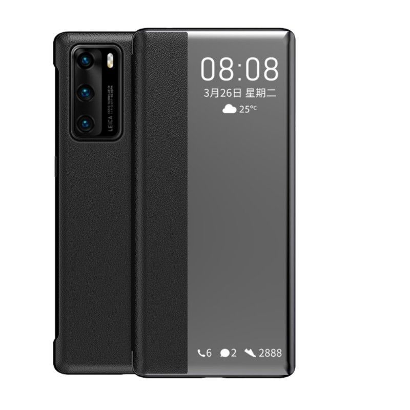 Pohledový Kryt Kryt Huawei P40 Okno Z Imitace Kůže