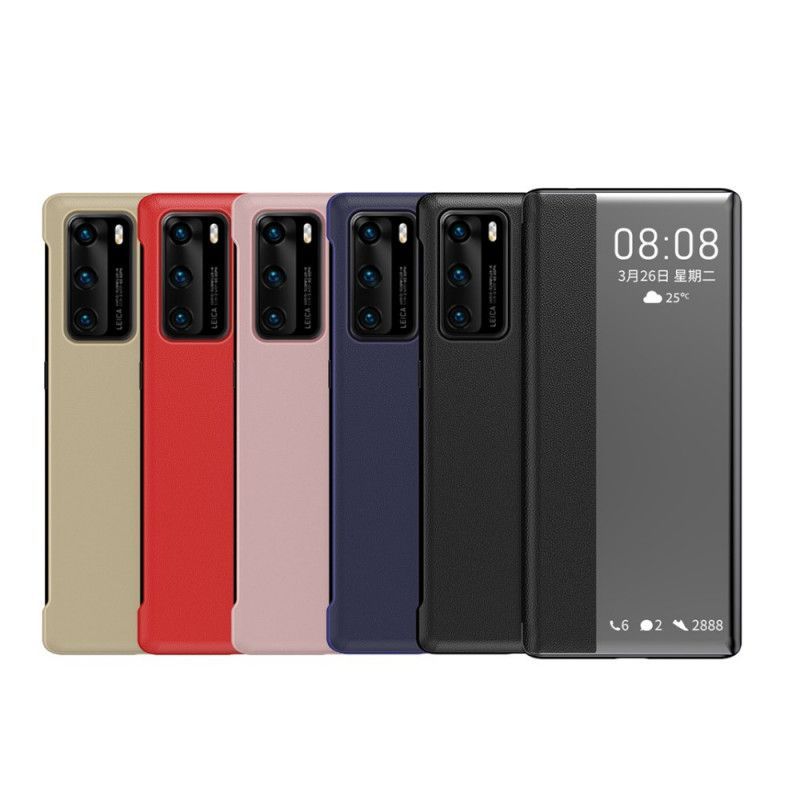 Pohledový Kryt Kryt Huawei P40 Okno Z Imitace Kůže