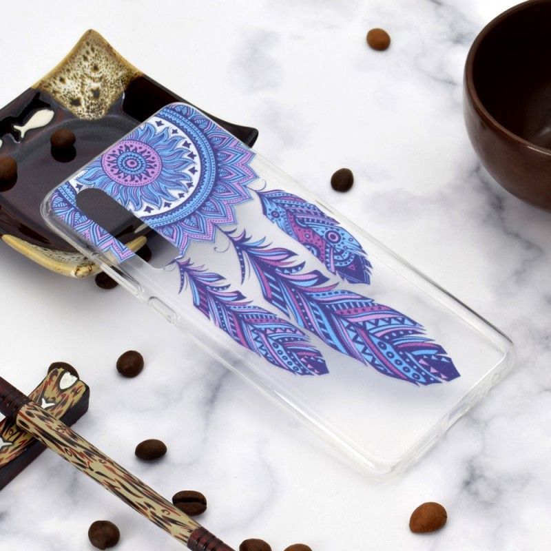Průhledné Pouzdro Na Huawei P310 Chytá Sny Modré Peří