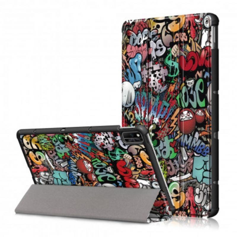 Vyztužené Chytré Pouzdro Kryt Huawei Matepad New Fun Graffiti