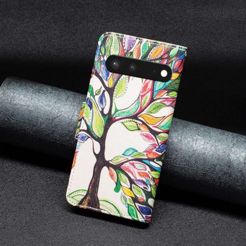 Kožené Pouzdro Na Google Pixel 7 Malovaný Strom