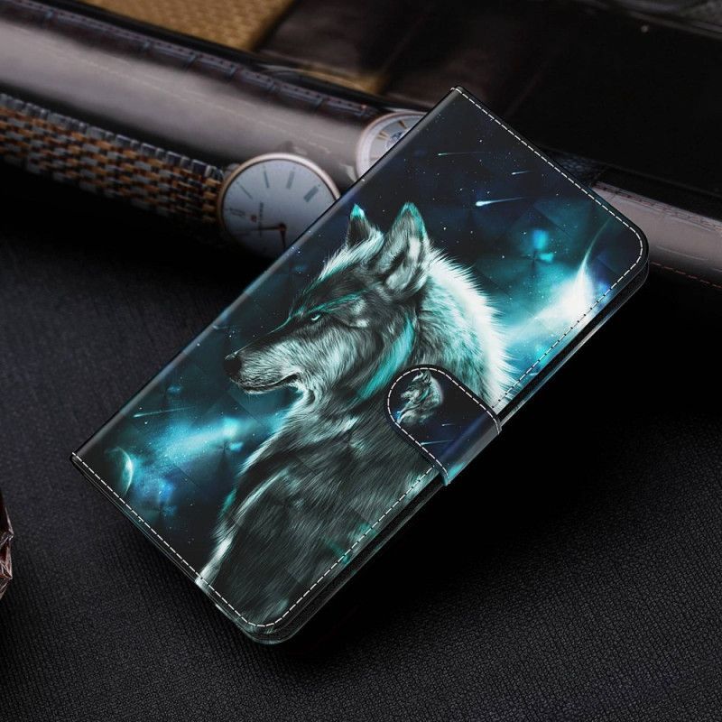 Kožené Pouzdro Na Samsung Galaxy M13 Vlk S Lanyardem