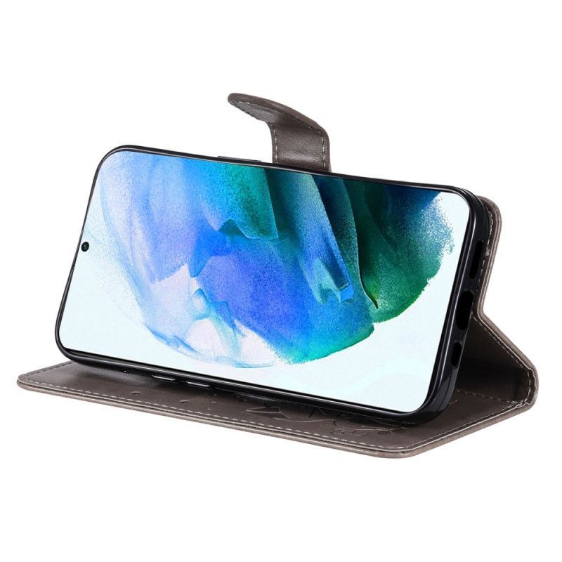 Kožené Pouzdro Na Samsung Galaxy S22 Plus 5G Na Lana Kočka A Včela Se Šňůrkou