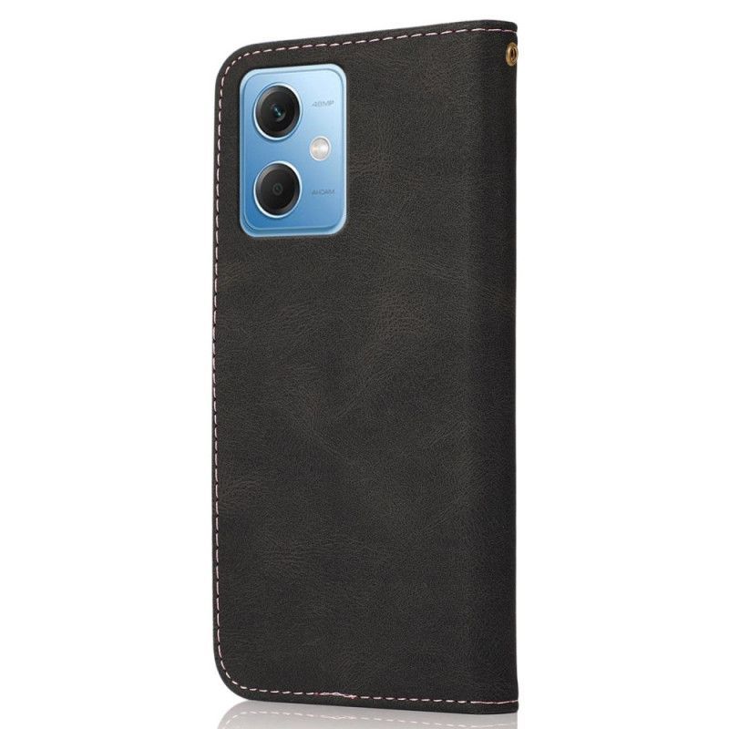 Kožené Pouzdro Na Xiaomi Redmi Note 12 5G Na Lana Dvoubarevný Pásek