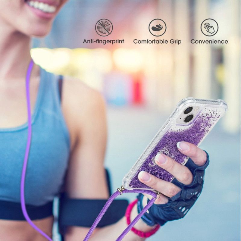 Kryt Na iPhone 14 Na Lana Stahovací Šňůrka Flitry Design