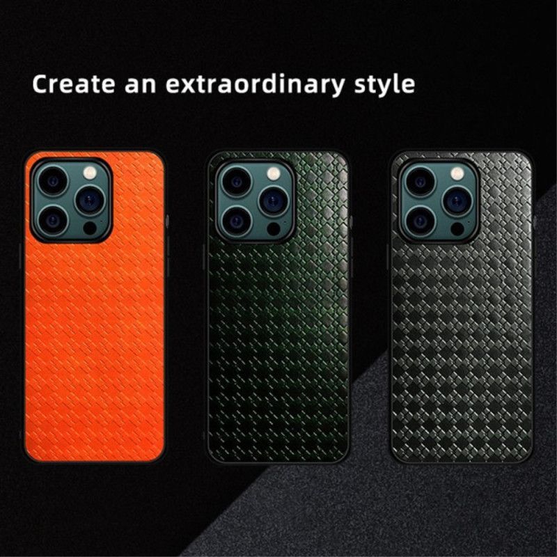 Kryt Na iPhone 14 Pro Tkaná Umělá Kůže