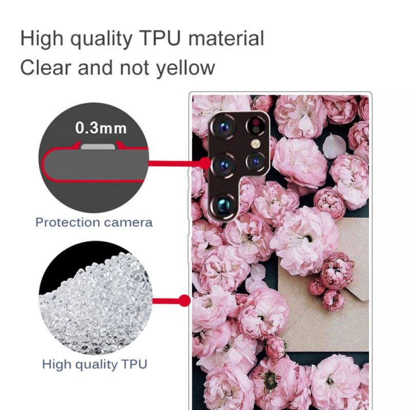 Kryt Na Samsung Galaxy S22 Ultra 5G Růžové Květy